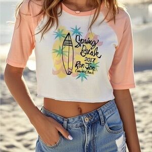 Ron Jon Surf Shop Youth Girls Crop Top Surf Shirt - Medium / Large
